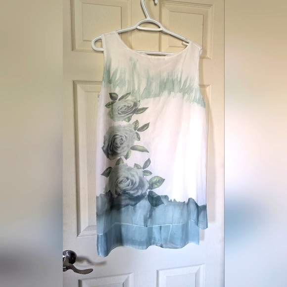 Rose Party Top with Stones, Green & White - Picture 2 of 2